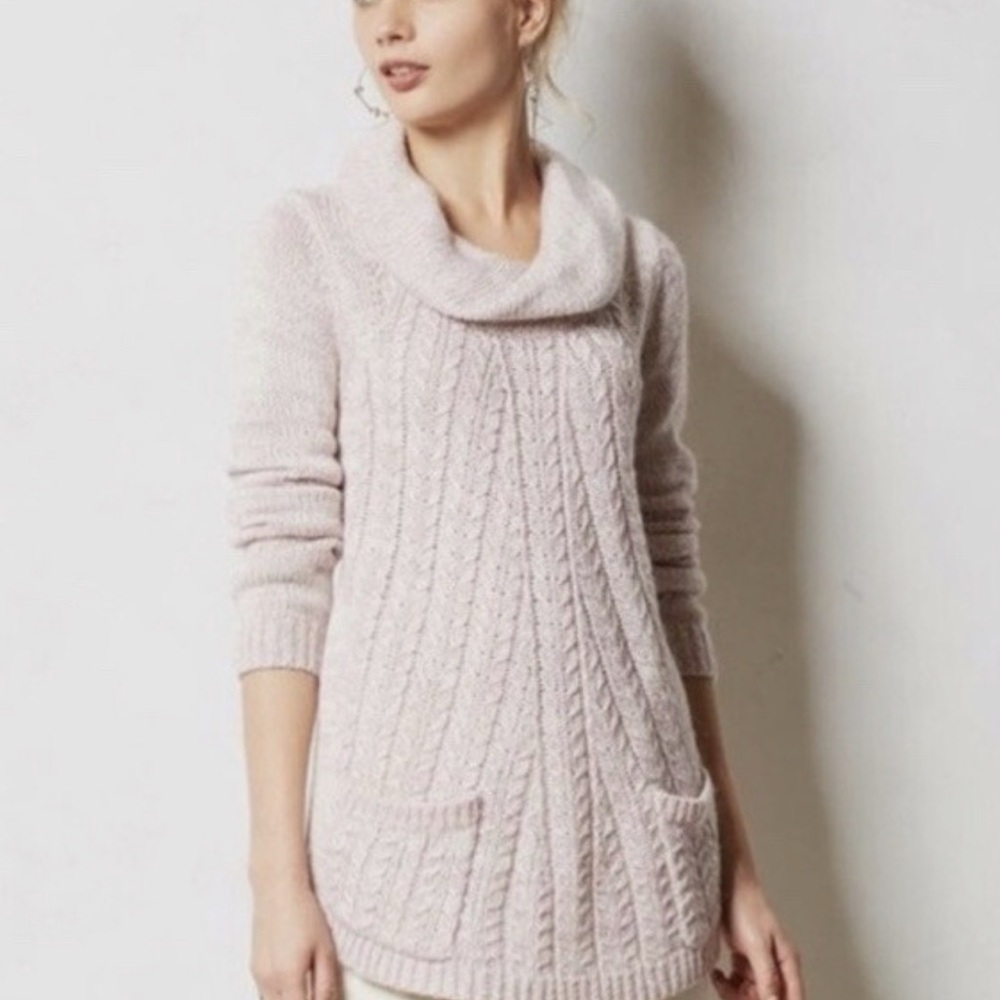Guinevere Anthropologie Cable Cowl Neck Sweater